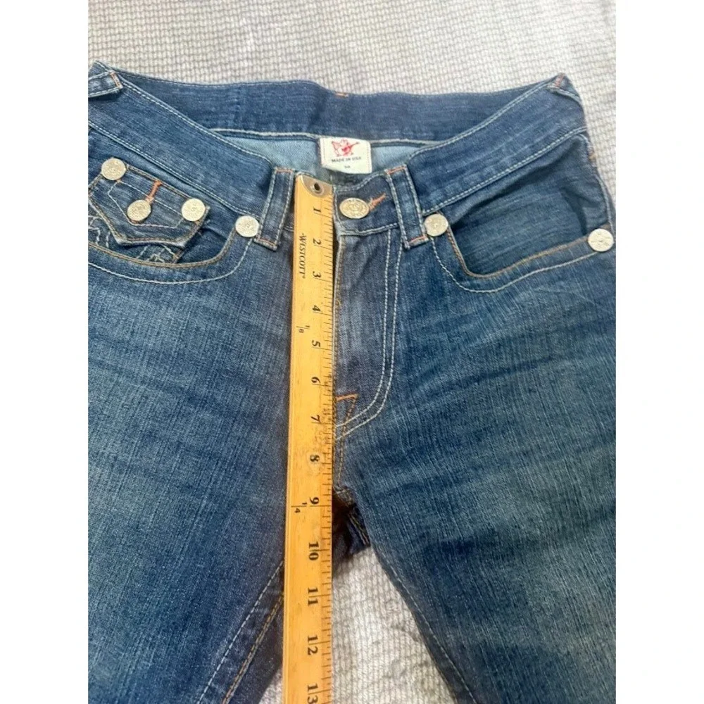 True Religion Zach Straight Jeans Medium Wash Denim‎ Blue Flap Pocket 30X31